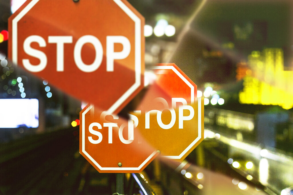 stop sign with prism kaleidoscope effect